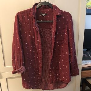 Madewell Maroon Flannel Button Down